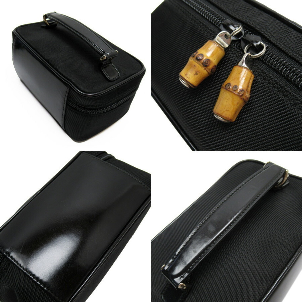 Gucci Black Pouch Bag Multi Vanity Case Bamboo Leather